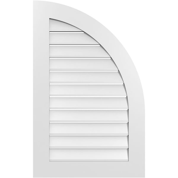 Ekena Millwork Quarter Round Top Right Surface Mount PVC Gable Vent w/ 3-1/2"W x 1"P Standard Frame, 24"W x 38"H GVPQR24X3801SF - main